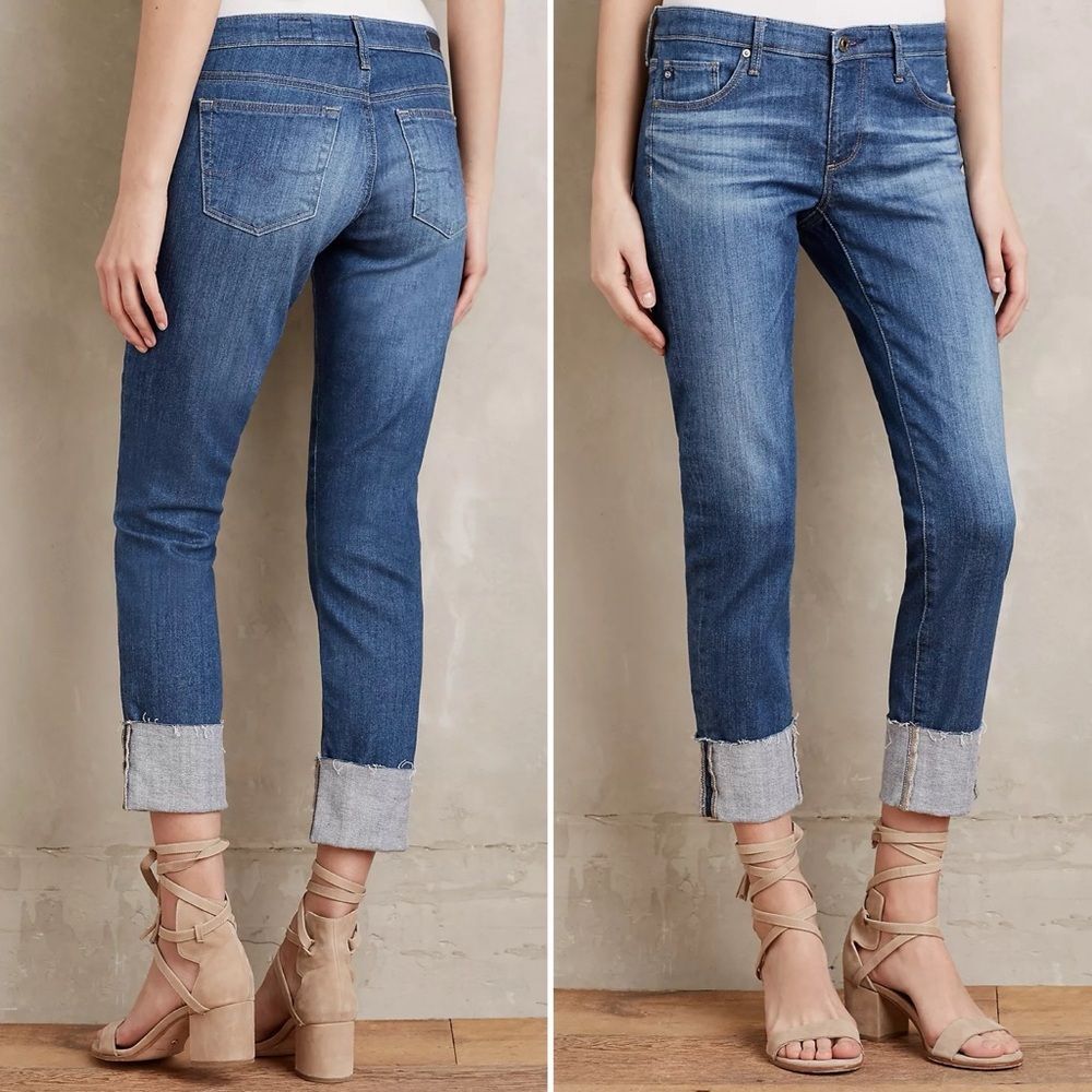 AG Adriano Goldschmied Jeans The Stevie Cuff in Blue Ambit Straight Leg Size 27